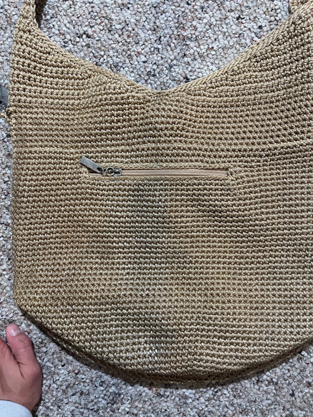 The Sak Large Beige Crochet Shoulder Crossbody Hobo Bag - Picture 7 of 10
